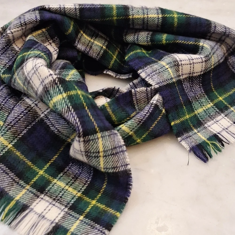 Gorden Dress Blue Green 100% Pure‎ New Wool Plaid Wrap Scarf Tartan RL Vibes